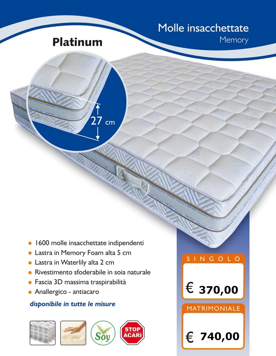 Materasso 1600 Molle Indipendenti Memory E Waterlily Modello Platinum Tutte Le Misure Disponibili Entra Per La Scelta Molle Insacchettate Materassi Vendita Materassi Online Materassi Dorelan Memory Foam Showroom Del Materasso Roma