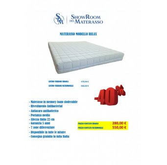 Materasso in Memory Foam Modello Relax - Tutte le misure disponibili