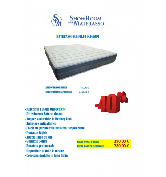 Materasso a Molle Ortopediche modello Magnum - tutte le misure disponibili