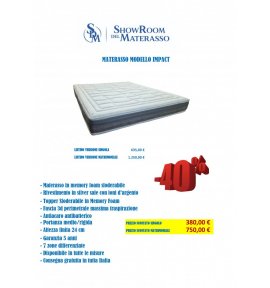 Materasso in Memory Foam Modello Impact - Tutte le misure disponibili